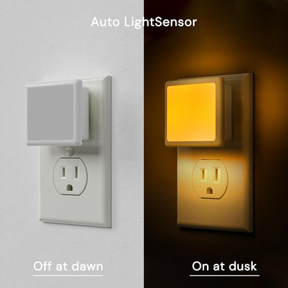L LOHAS LED Night Lights Plug into Wall 2-Pack, 0.3W Plug in Night Light, Dusk to Dawn, 2000K Amber Light, Sleep Aid Nightlight Auto-On/Off, for Adults Kids Room, Bedroom, Bathroom, Hallway, Non-Dim