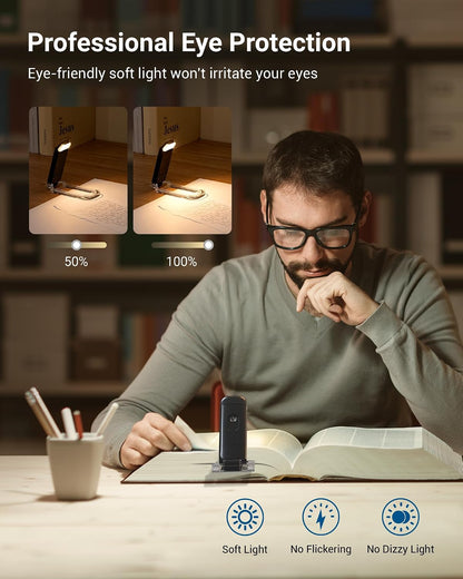 DEWENWILS USB Rechargeable Book Light for Reading in Bed, LED Book Reading Lights with Clip, Perfect for Bookworms, Kids, Warm White, Brightness Adjustable (Blue)