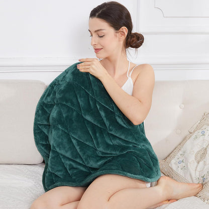 Alomidds Weighted Lap Blanket 7lbs, Cozy Breathable Flannel Weighted Lap Pad for Adults, Small Weighted Blanket for Travel, Couch, Green, 29" x 24"