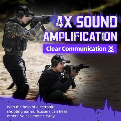 ZOHAN Electronic Shooting Earmuffs Built in Ambient Sound Amplifier, Hearing Protection for Shooters, NRR 23dB Noise Reduction, Ideal Gun Range Ear Protection Headphones for Hunting-Black&Purple