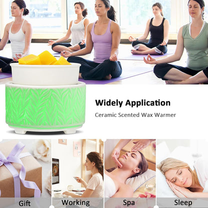 EQUSUPRO Wax Melt Warmer for Scented Wax Melts 3-in-1 Electric Ceramic Candle Wax Warmer Burner Fragrance Wax Melter for Home Office Bedroom Gift & Decor (Leaf)