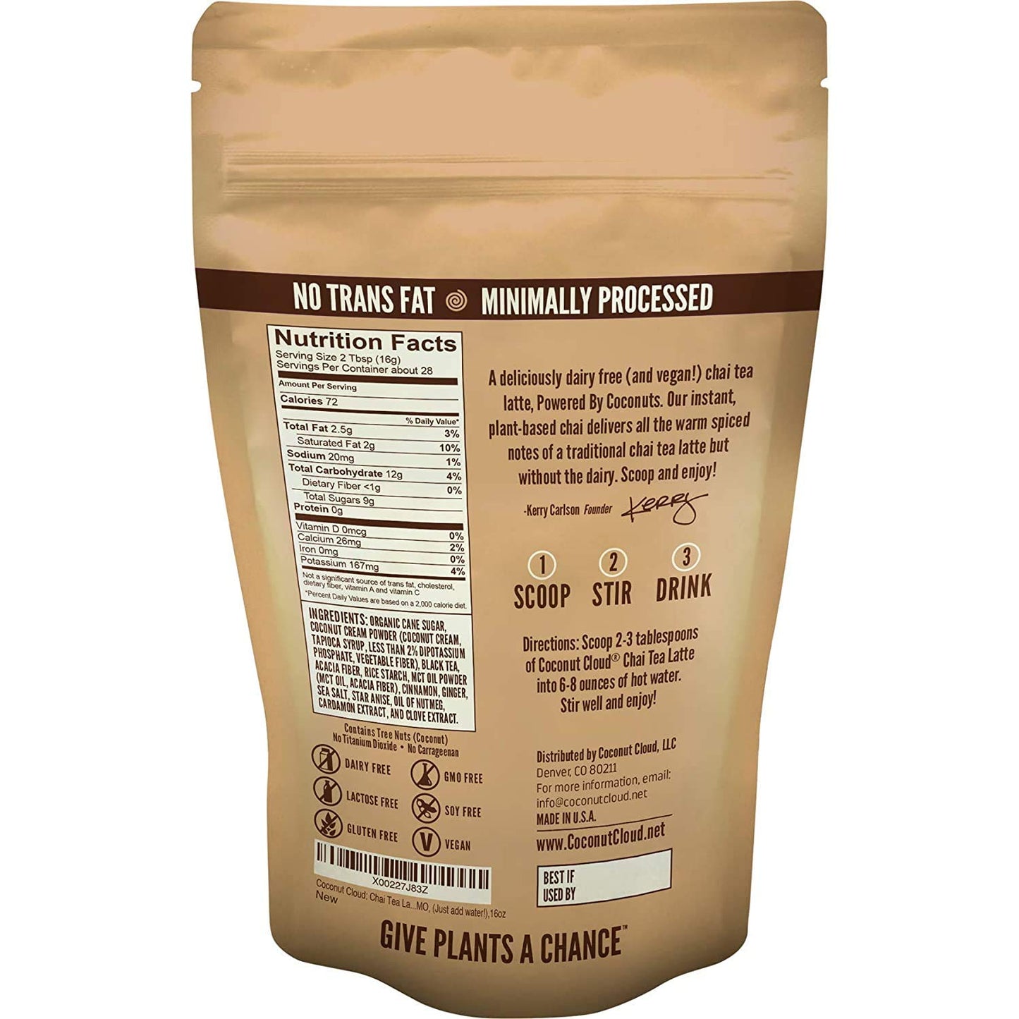 Coconut Cloud: Vegan Spiced Chai Tea Latte | Creamy, Delicious & Easy Dairy Free Alternative. Made in Colorado (Lightly Sweetened, Gluten Free, Soy Free), 16 oz