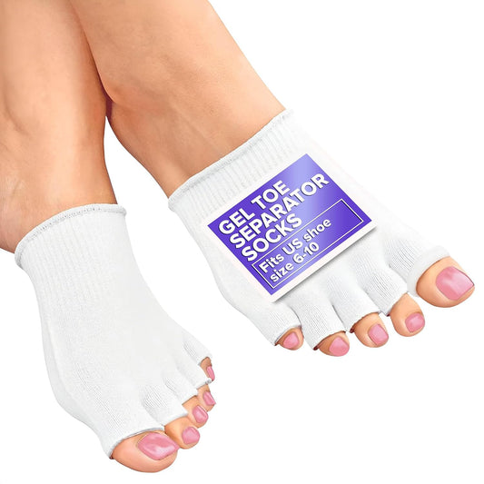 Gel Toe Separator Socks for Women, Soft Cotton, Fits US Sizes 6-10