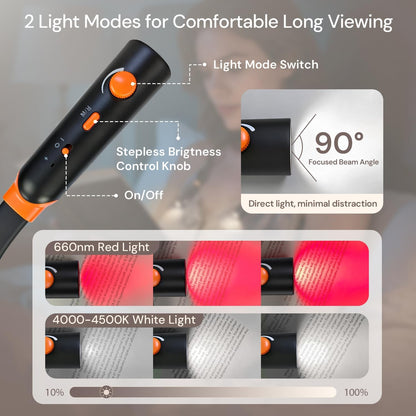 Neck Reading Light with 660nm Red Light Therapy Eye Care at Night