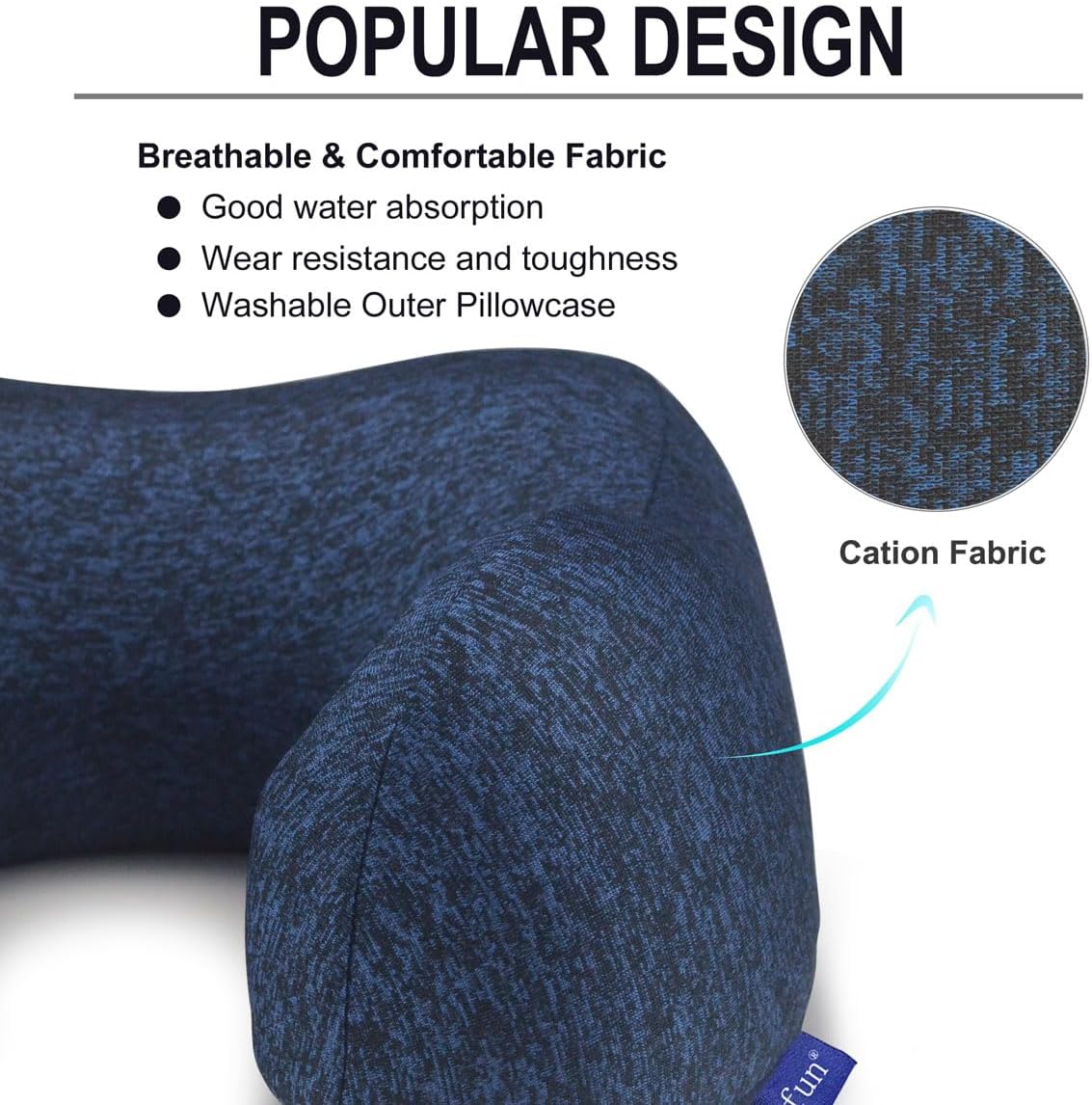 napfun Neck Pillow for Traveling, Upgraded Travel Neck Pillow for Airplane 100% Pure Memory Foam Travel Pillow for Flight Headrest Sleep, Portable Plane Accessories, Light Grey