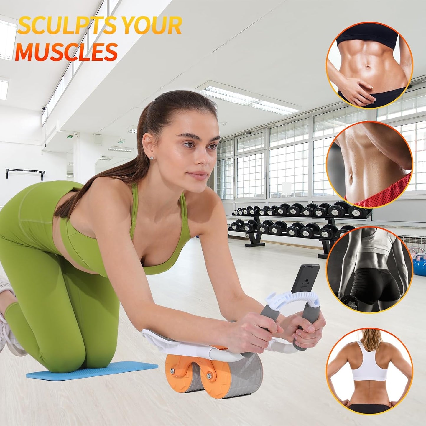 2026 Upgraded Ab Roller Wheel with Knee Mat &Timer | Full-Body Core Strength Training;Elbow Support Ab Wheel for Beginners Men Women;Portable Home Gym Fitness