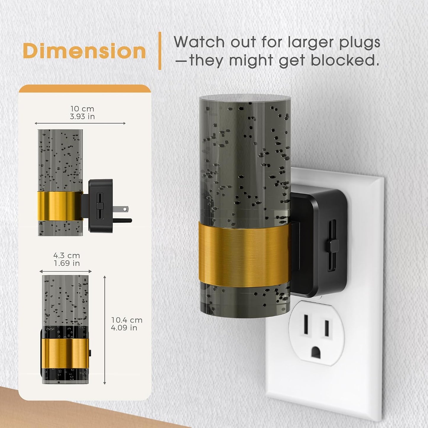 Briignite Night Lights Plug into Wall, Modern LED Night Light Plug in, Dusk to Dawn Sensor,Amber Night Light 0-100LM Adjustable Brightness, Dimmable NightLight for Hallway, Bedroom, Stairway, 2 Pack