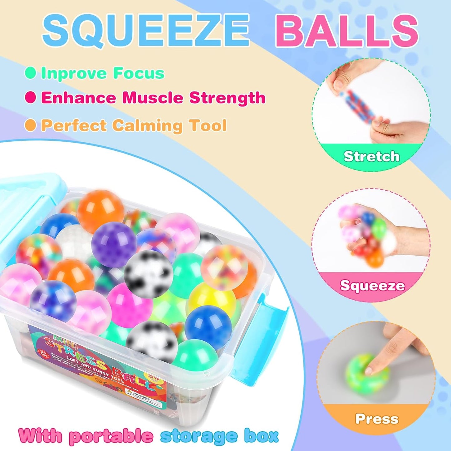 VESPRO 12 Pack Fidget Stress Balls for Adults, Cute Octopus Stress Sensory Stress Ball, Bulk Squishy Squeeze Ball Toys Set for Classroom Prizes and Birthday Party Favors