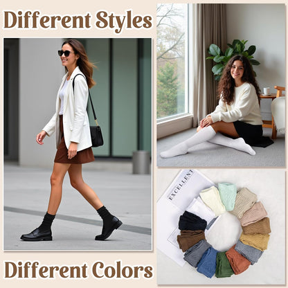 Justay 5 Pairs Slouchy Socks for Women - Slouch Long Crew Knit Boot Athletic Calf Tube Scrunch Socks