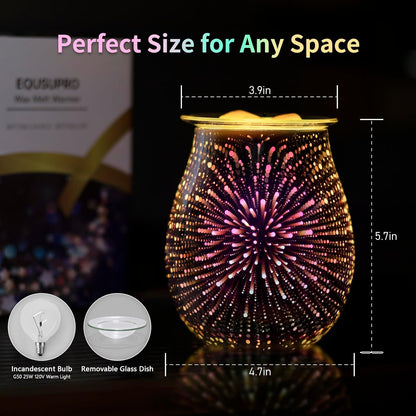 Wax Melt Warmer for Scented Wax- Glass Wax Melter for Home Fragrance with Removable Tray, Essential Oil Warmer Wax Cubes Burner Aroma Night Light for Home Office Bedroom Decor Gifts for Women