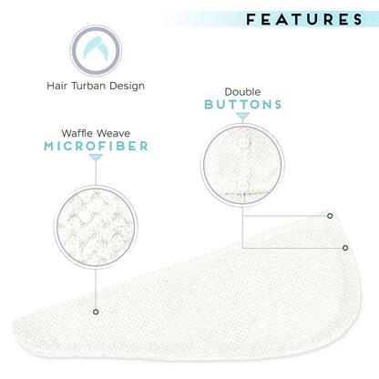 SimpleField 2 Pack Microfiber Hair Towel Wrap for Women, Anti Frizz Quick Drying Hair Turban for All Hair Style, Absorbent and Lightweight (Beige)
