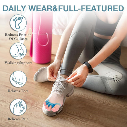 2PCS Toe Spacers for Women and Men, Toe Separators for Pedicure, Bunion Corrector, Hammer Toe Straightener, Plantar Fasciitis, Toe Spreaders for Foot Pain Relief and Foot Health. (2, Black)