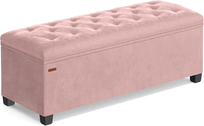 SONGMICS Storage Ottoman Bench, Foot Rest with Legs, 15.7 x 43.3 x 15.7 Inches, End of Bed Bench, Storage Chest, Load up to 660 lb, for Living Room, Bedroom, Entryway, Dark Gray ULSF088G01