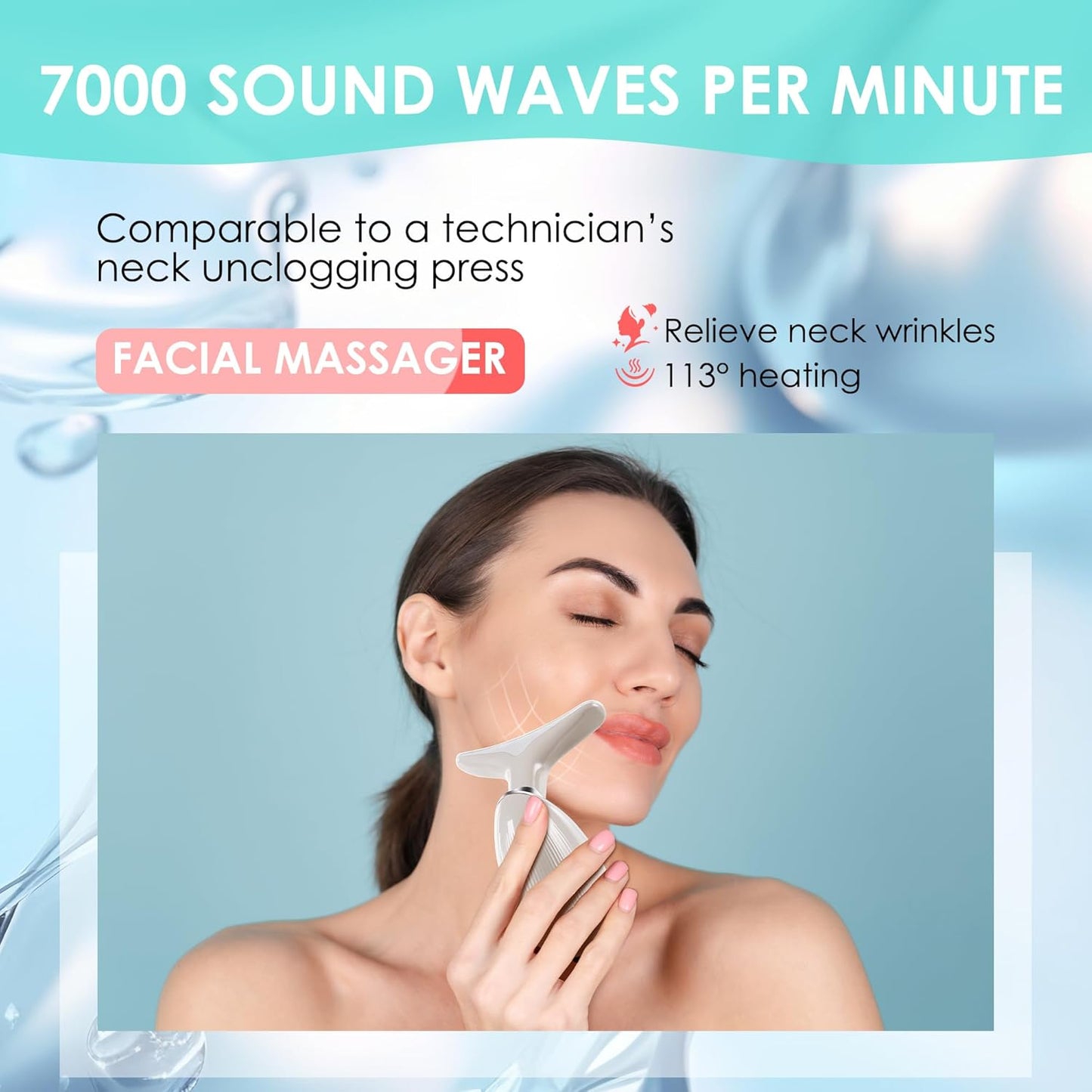 Facial Massager Face and Neck, Face 𝖲 culpting Wand Tool with 7 Color - Birthday, Christmas, Mothers Day, Valentines Day Gifts for Her Women Mom Best Friend Wife Teacher (White)