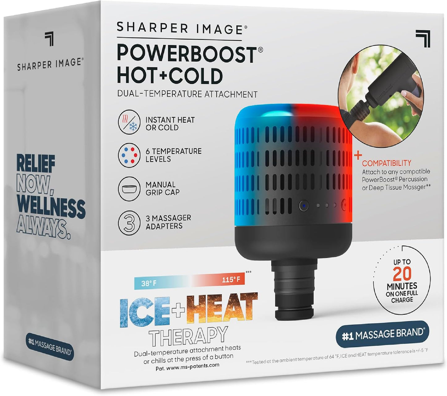 Sharper Image Mini Massage Gun, Powerboost Palm Rechargeable Deep Tissue Percussion Handheld Massager, 4 Adjustable Speeds, 4 Attachment Heads, Full Body Muscle Pain Relief Gift, Black