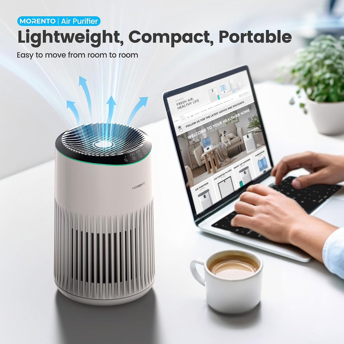 Air Purifiers for Bedroom Home for Smoke Pet Dander Odors 2 Pack Ivory