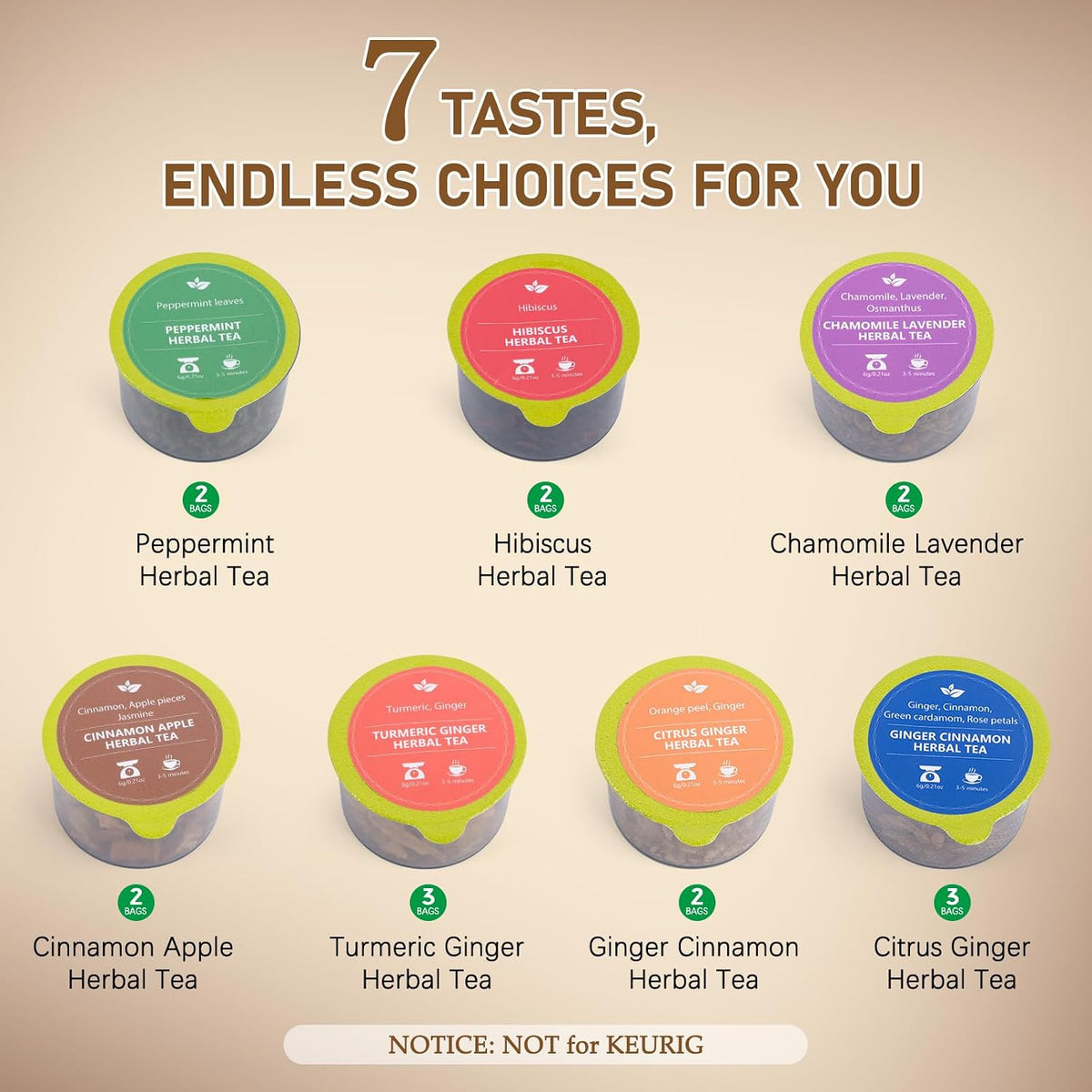 Tea Sampler Loose Leaf Tea Gift Set, 7 Assorted Herbal Tea For Tea Lovers