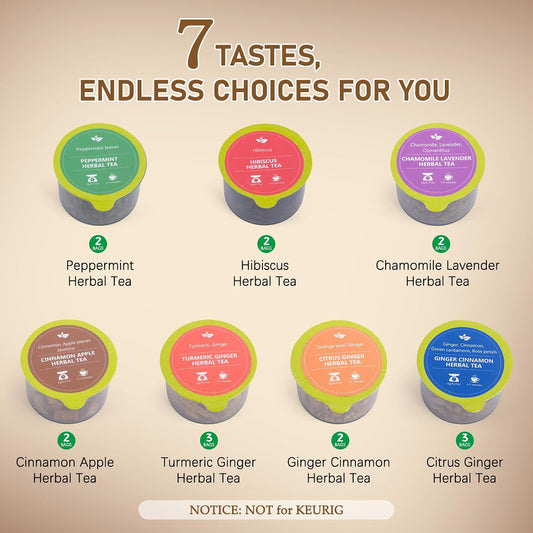 Tea Sampler Loose Leaf Tea Gift Set, 7 Assorted Herbal Tea For Tea Lovers