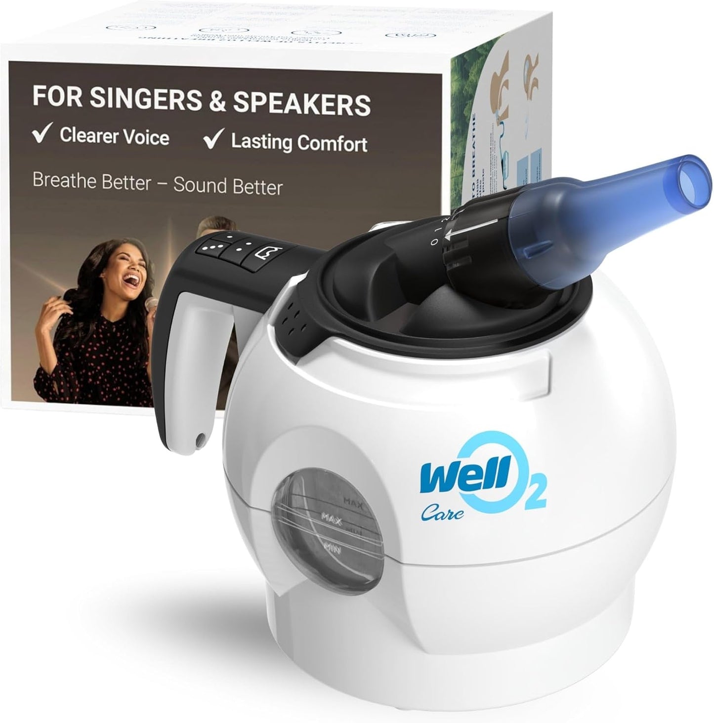 Breathing Trainer, Voice Training and Vocal Steamer for Singers, Actors, and Professionals with Warm Steam Intake, Portable