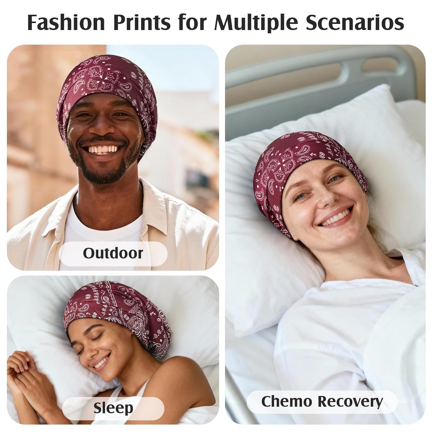 YFONG Mulberry Silk Hair Bonnet for Sleeping Women Men, Real Silk Lining, Not Satin, Stay On All Night Sleep Bonnet with Adjustable Strap for Curly Short Long Fine Hair, Black
