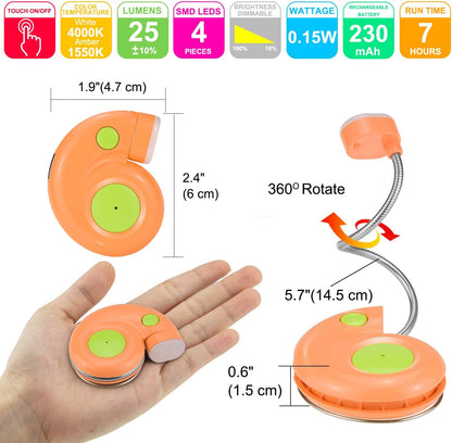 Kids Rechargeable Book Light, Clip on Reading Light for Kid, Kids Reading Lights, Amber Book Light for Reading in Bed, 2 Lighting Modes, Blue Light Blocking, Bookmark Light for Bookworms-Pink