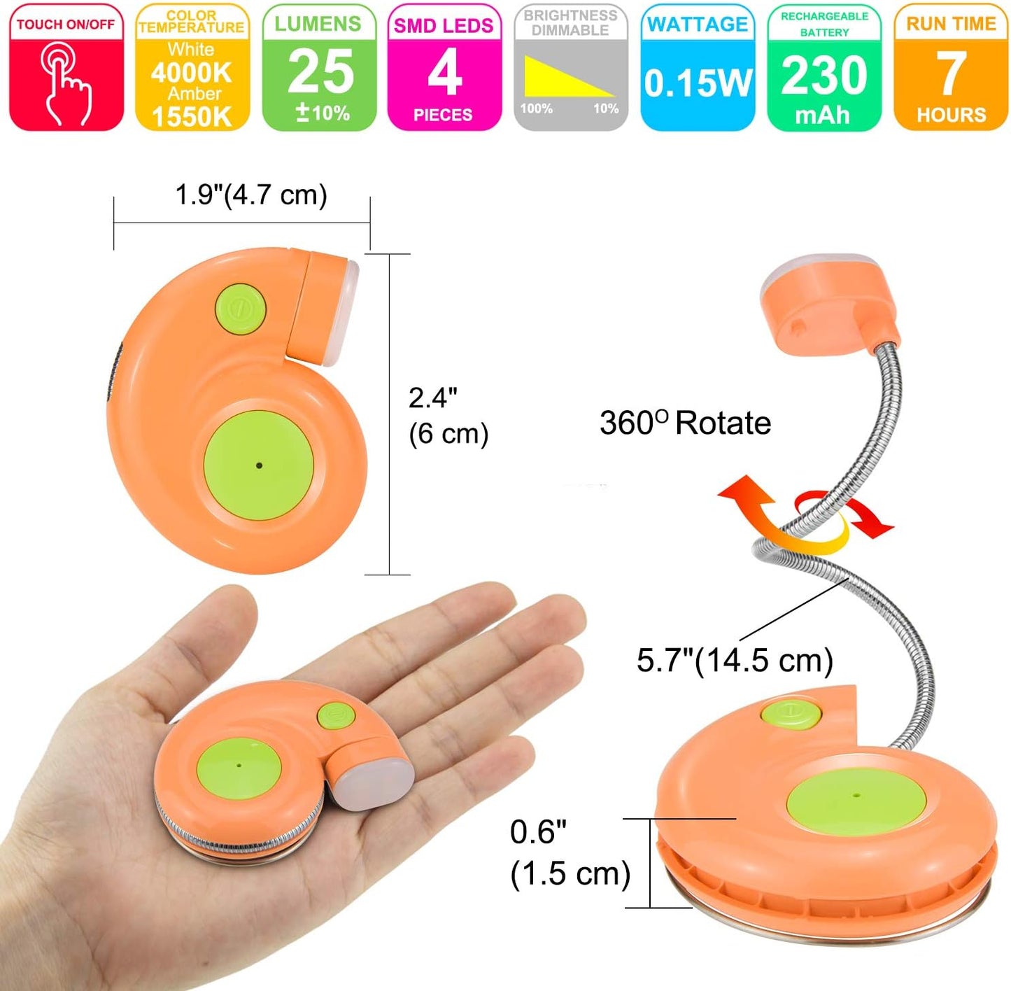 Kids Rechargeable Book Light, Clip on Reading Light for Kid, Kids Reading Lights, Amber Book Light for Reading in Bed, 2 Lighting Modes, Blue Light Blocking, Bookmark Light for Bookworms-Pink