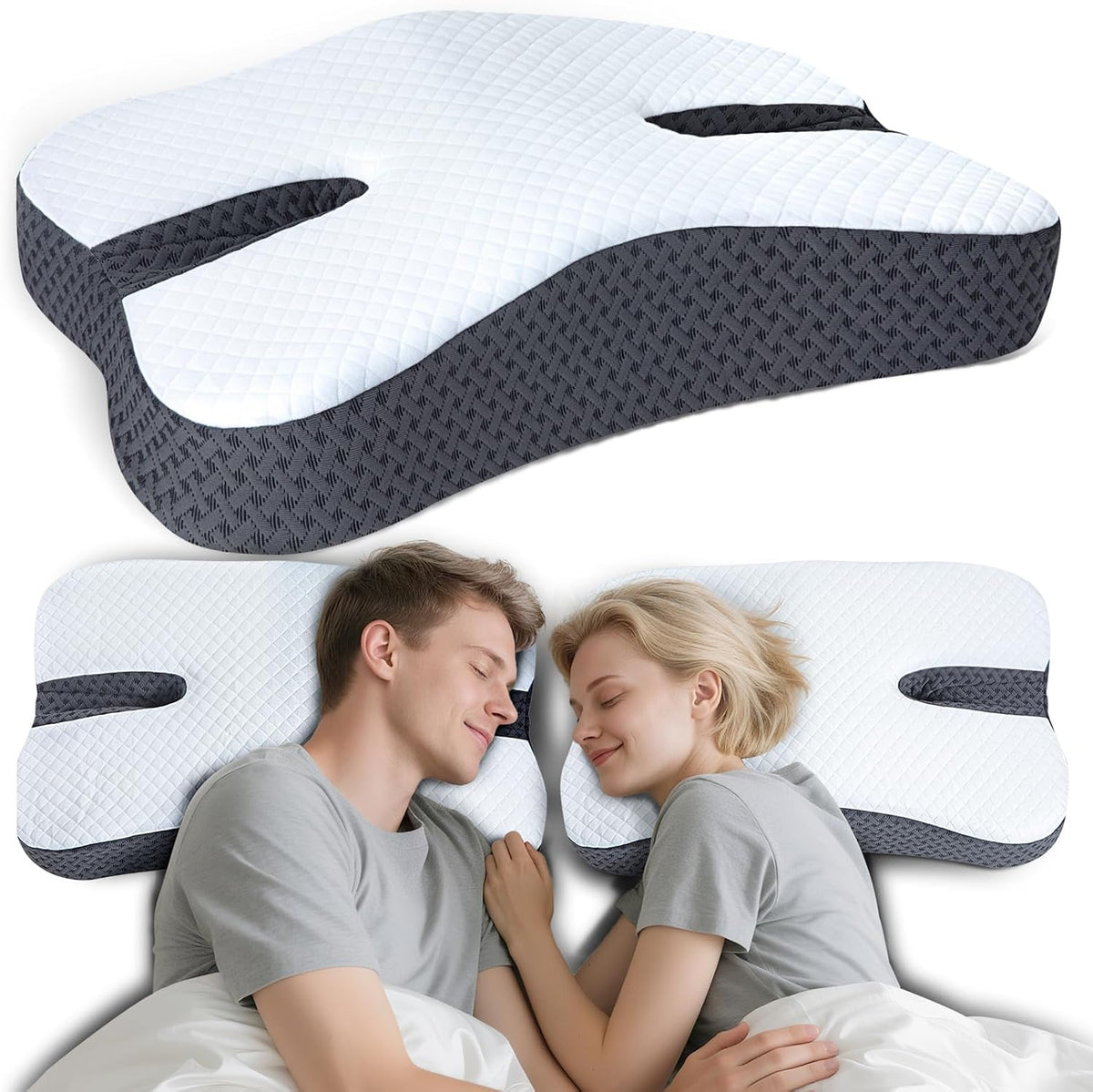 Anti-Snore Memory Foam Pillow for Side Sleepers, White