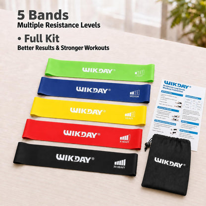 WIKDAY Resistance Bands for Working Out Exercise Loop Bands Workout Bands Set for Men Women Body Stretching, Crossfit Training, Home Workout, Physical Therapy, Booty Legs, Set of 5