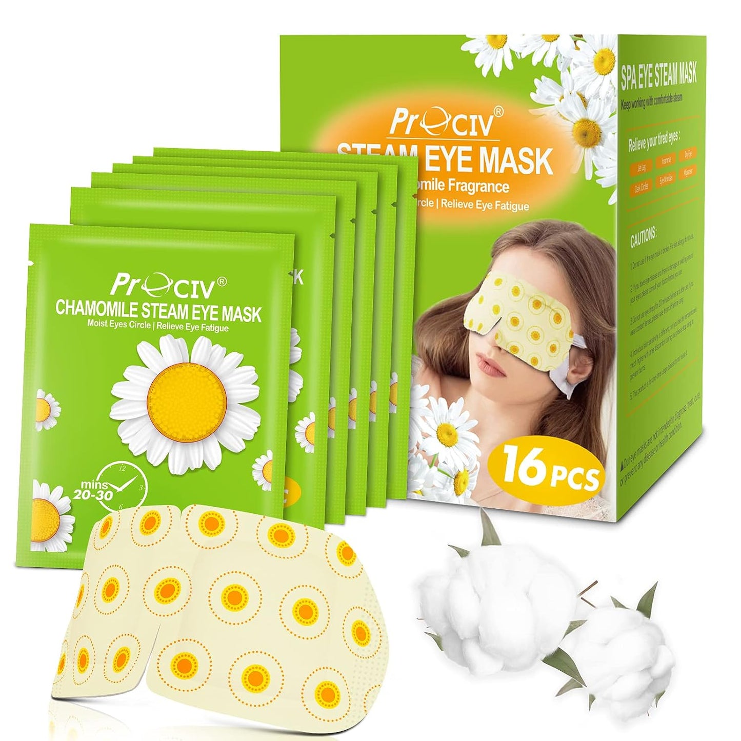16 Packs Steam Eye Mask,Warm Eye Compress for Dry Eyes Sleep Mask,Hot Auto Heated Eye Masks Relaxing Items for Women Moist Heat for Eyes Soothing Eye Fatigue,Disposable EyeMask for SPA Essentials