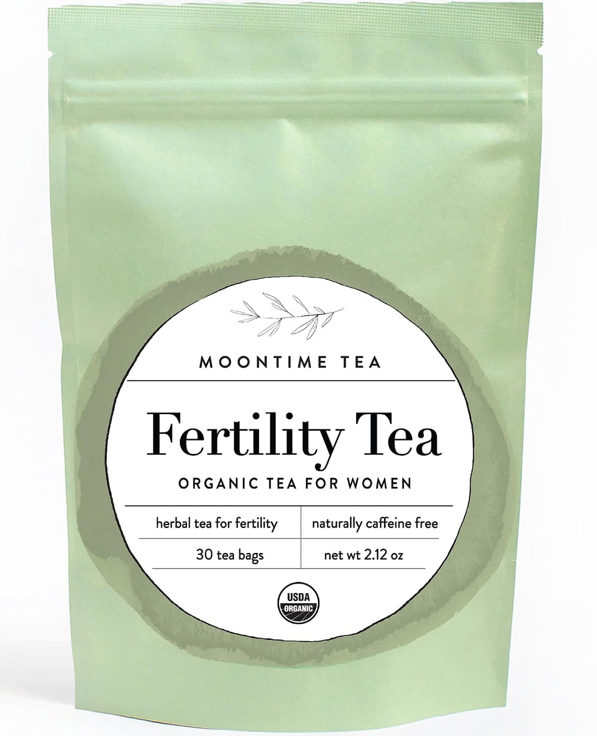 Moontime Tea Organic Fertility Tea for Women TTC | Red Raspberry Leaf, Nettle, Red Clover & Peppermint | Preconception Wellness | USDA Certified | 30 Tea Bags