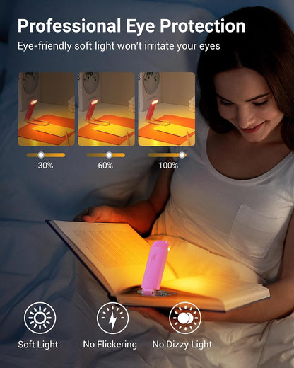 DEWENWILS Book Reading Light, Amber Warm Clip On LED with 3 Adjustable Brightness for Eye Protection, Rechargeable USB, Perfect for Bookworms, Kids (White)