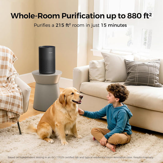 Purivortex Air Purifiers for Bedroom, Covers Up to 880 Sq Ft, PX500 Black