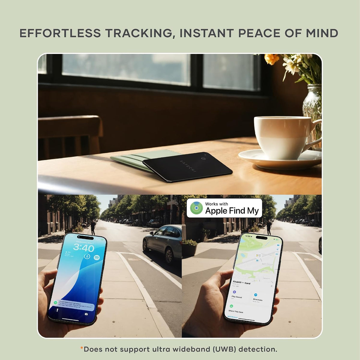 Satechi FindAll Wallet Card, Find My Compatible, Wireless Charging, Black