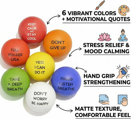 4 Pcs Motivational Stress Balls for Adults, Anxiety Relief Set