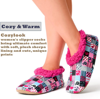 Cozylook Fuzzy Slippers for Women Indoor Soft Sole Slipper Socks with Non Slip Grippers Warm Fluffy
