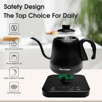 Gooseneck Electric Kettle Temperature Control: 316L Stainless Steel Inner