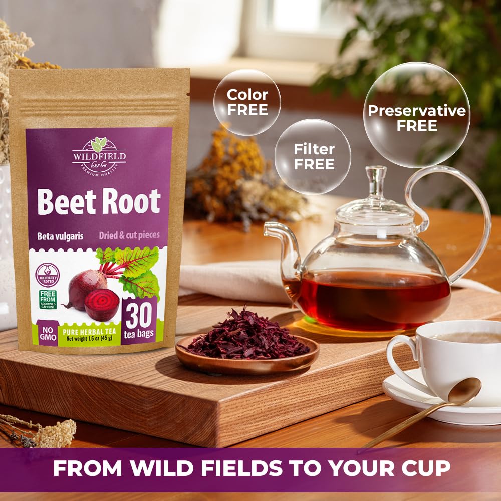 30 Bags Beet Root Herbal Tea (Beta Vulgaris) – 30 Count 1.5g Tea Bags Raíz De Remolacha