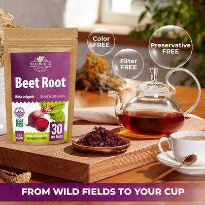 30 Bags Beet Root Herbal Tea (Beta Vulgaris) – 30 Count 1.5g Tea Bags Raíz De Remolacha