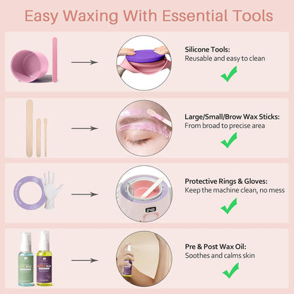 BLITZWAX Brazilian and Bikini Waxing Kit for Women, Hard Wax Warmer for Face, Legs and Body, At Home Hair Removal Kit, Beginner Friendly, Digital Fast Heating, 51 Wax Items