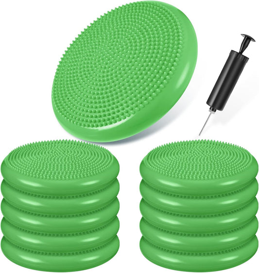10 Pcs Wobble Cushion Wiggle Seat for Sensory Kid Flexible Seating Promotes Active Learning Improves Student Productivity Stability Inflated Balance Disc Pad with Air Pump for Classroom
