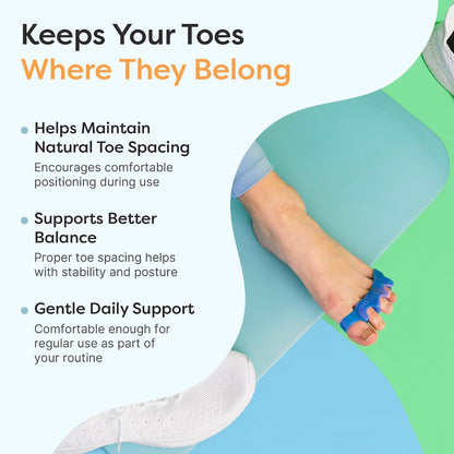ZenToes Silicone Toe Spacers and Separators for Correct Toe Alignment, Bunion Relief, Hammertoe Straightener, Gel Orthopedic Corrector – 1 Pair (Black)