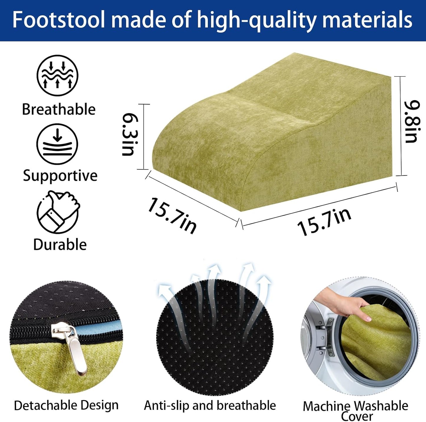 Foot Rest for Under Desk at Work, Ergonomic Under Desk Footrest with Washable Cover for Office, Home & Gaming Leg Elevation Pillow Black