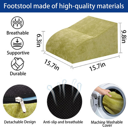 Foot Rest for Under Desk at Work, Ergonomic Under Desk Footrest with Washable Cover for Office, Home & Gaming Leg Elevation Pillow Black