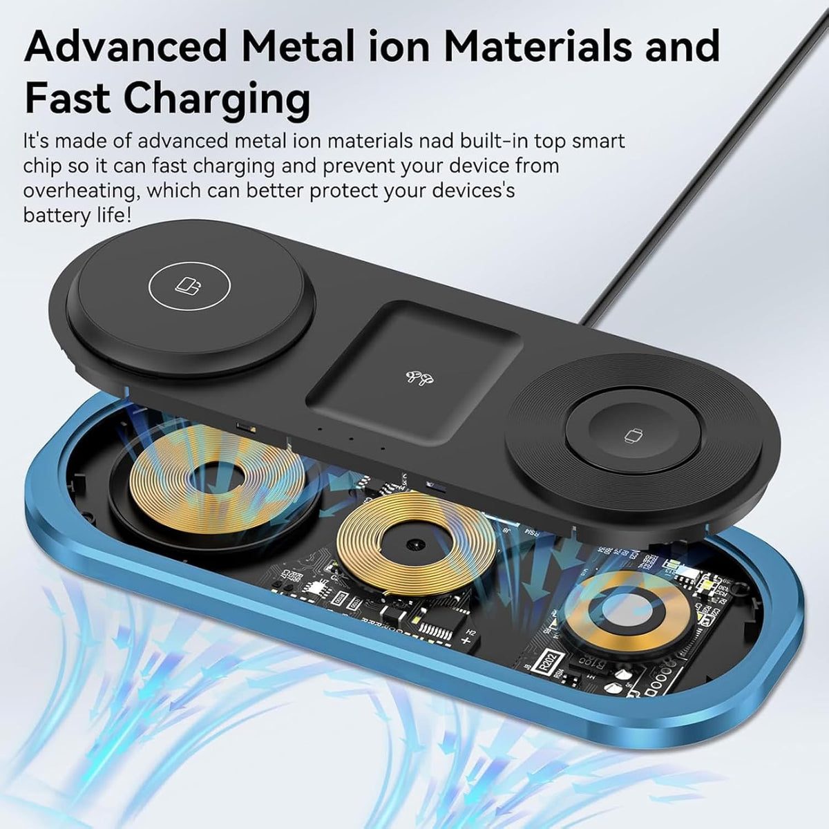 3 in 1 Fast Wireless Charger Stand for iPhone, Foldable Travel Charging Station for Magsafe for iPhone 17/Air/16/15/14/13/12 Series, Apple Watch Series, AirPods pro/2/3/4, Gifts for Women Men (Golden)