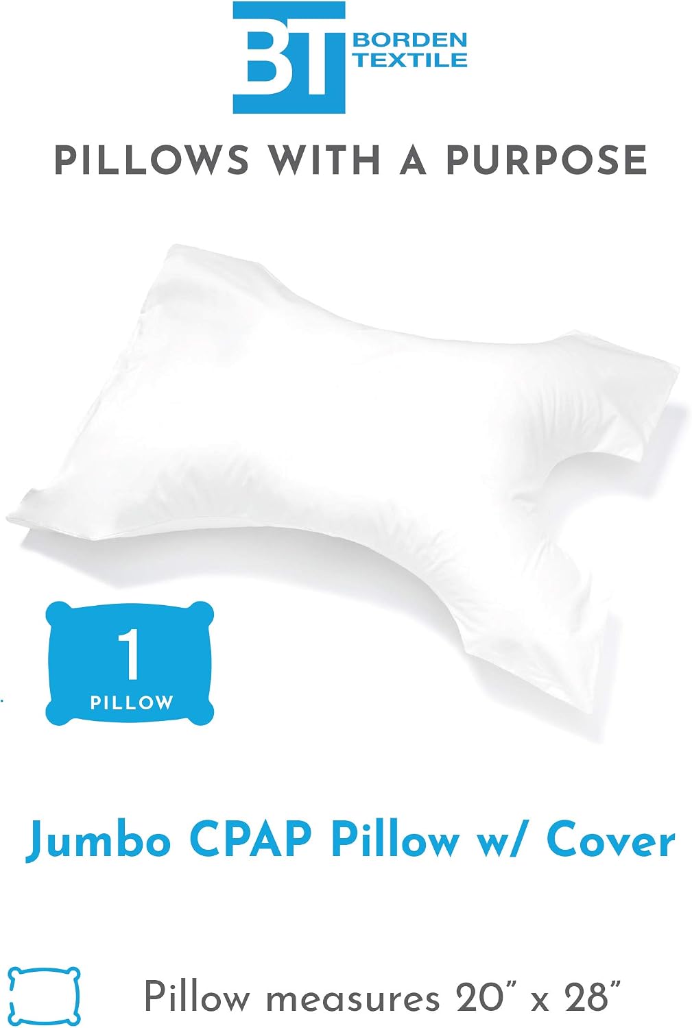 CPAP Pillow by Pillows with a Purpose - Standard Size - Unqiue Design with Contoured Cut-Outs - Hypoallergenic with Cover Included