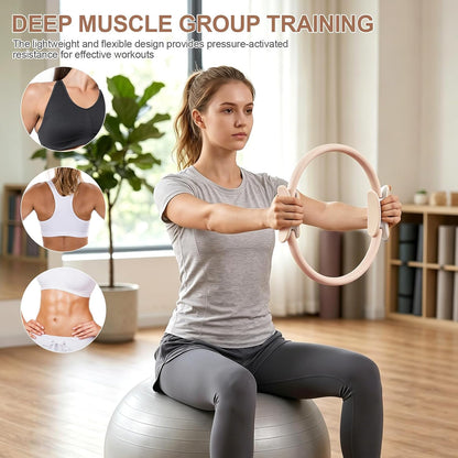 Pilates Ring 15 Inch Magic Circle Ring, Dual Padded Handles Pilates Exercise Circle, Adjustable Yoga Ring