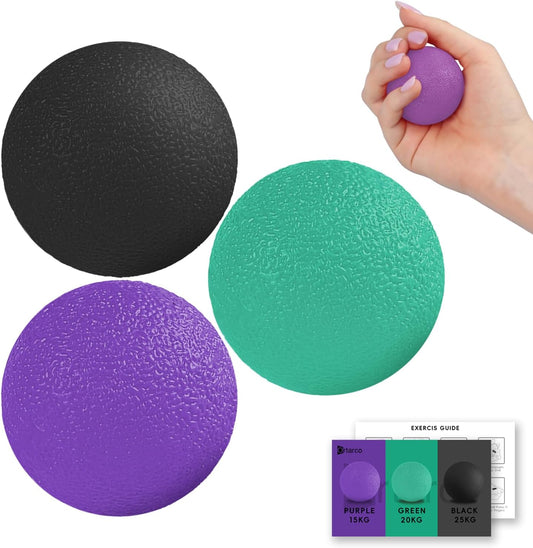 Pack of 3 Stress Balls for Adults, Hand Strengthening Devices