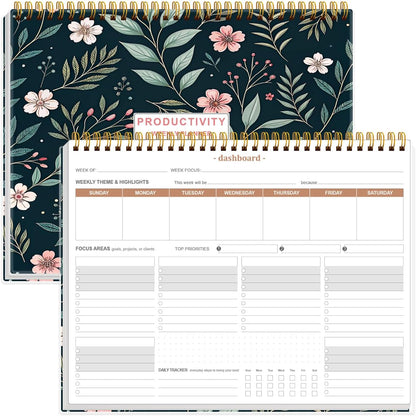 Weekly Productivity Planner - 8.5" x 11" Dashboard Desk Notepad Has 6 Focus Areas to List Tasks for Goals, Projects, Clients, Academic or Meal-Organize Your Daily Work Efficiently, 54 Weeks, Green