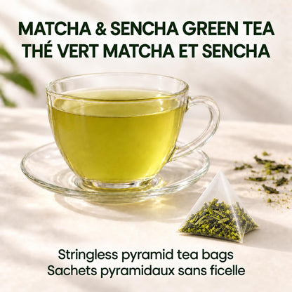 Tozzy Organic Matcha Green Tea, 100 Pyramid Tea Bags