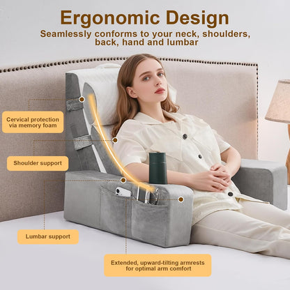 Yojoker 6pcs Orthopedic Bed Wedge Pillow Set for Sleeping, Post Surgery Foam for Body, Back and Leg Pain Relief Comfortable & Adjustable Support Pillows-Anti Snoring, Heartburn